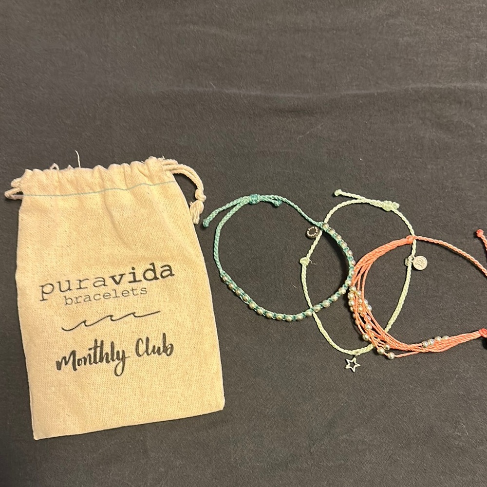 Pura Vida Teal, Coral, and Sea Foam Green Bracelet Trio